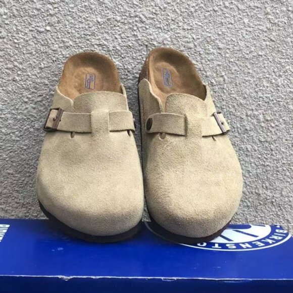 New Boston Ladies Taupe Suede Clogs Slipper - Picture 1 of 5